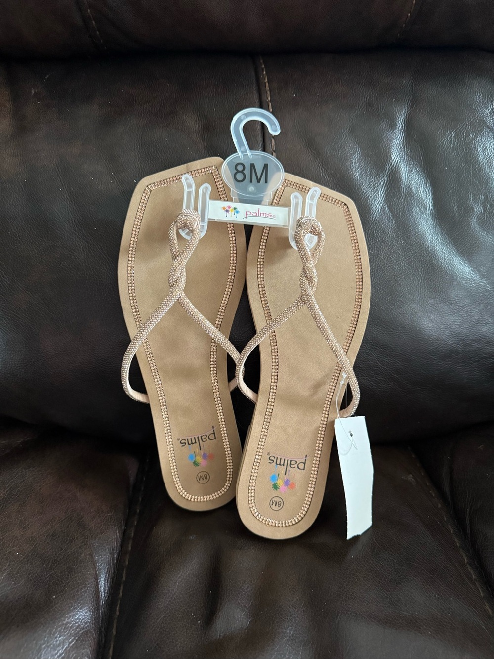 Palms Women's Tan Braided Thong Sandals - 8M